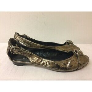 Stuart Weitzman Woman croc pattern-leather  Flats Open Toe Shoes Buckle Size 7M